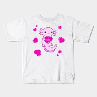 I Luv U Axolotl Kids T-Shirt